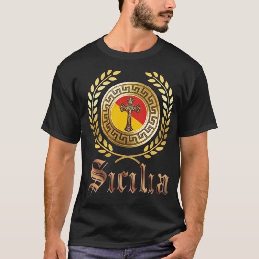 シチリア旗と十字架Tシャツ Tシャツ (正面)
