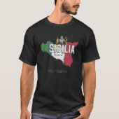 シチリア旗イタリアレトロマップヴィンテージお土産 Tシャツ (正面)