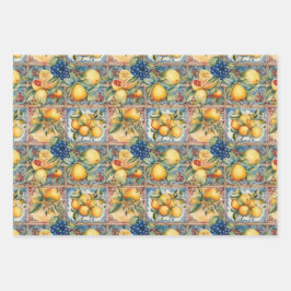 シチリア果実フローラタイル装飾紙 ラッピングペーパーシート