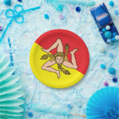 シチリア紙の国旗と愛国的なプレート，イタリア ペーパープレート (パーティー)