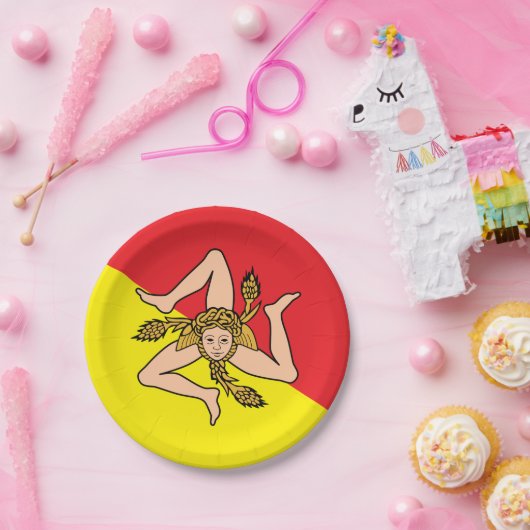 シチリア紙の国旗と愛国的なプレート，イタリア ペーパープレート (パーティー)