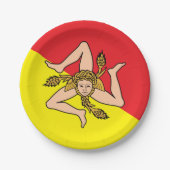 シチリア紙の国旗と愛国的なプレート，イタリア ペーパープレート (正面)