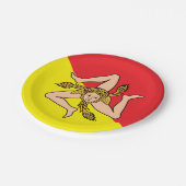 シチリア紙の国旗と愛国的なプレート，イタリア ペーパープレート (アングル)