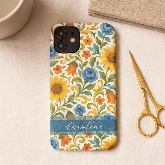 シチリア風カラフルリーフ フローラルアートパターン Case-Mate iPhoneケース