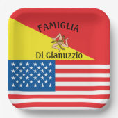 シチリア・アメリカ国旗 ペーパープレート (正面)