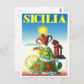 シチリア・イタリアのヴィンテージ旅行 ポストカード (正面/裏面)