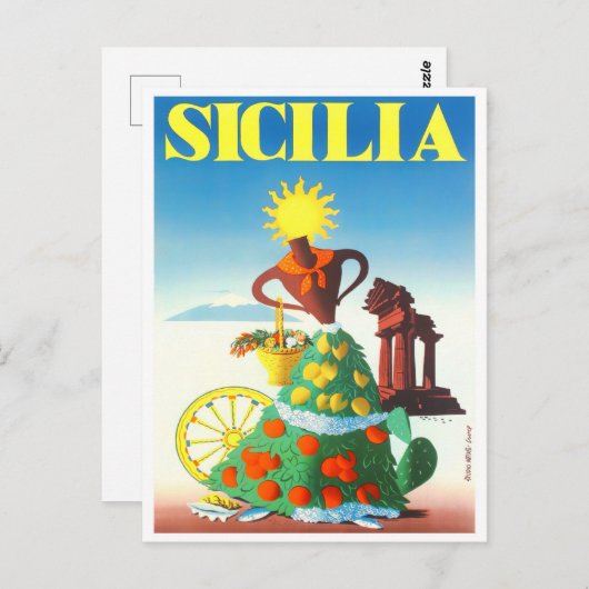 シチリア・イタリアのヴィンテージ旅行 ポストカード (正面/裏面)