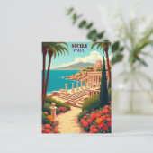 シチリア,イタリア沿岸諸国表示,文化チャーム ポストカード (スタンド正面)