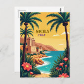 シチリア，イタリア沿岸諸国表示，文化チャーム ポストカード (正面/裏面)