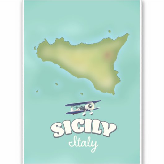 シチリア イタリア ビンテージ スタイル マップ シール (正面)