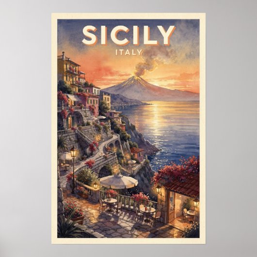 シチリア イタリア ビンテージ 旅行 ポスター (正面)