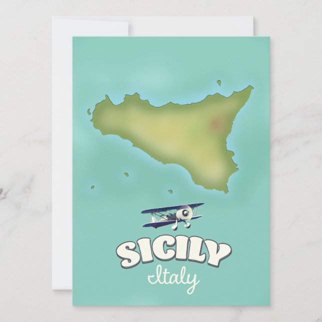 シチリア イタリア ヴィンテージ スタイル マップ (正面)