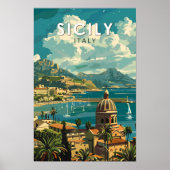 シチリア イタリア 旅行 アート ヴィンテージ ポスター (正面)