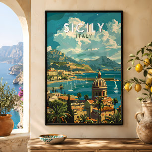 シチリア イタリア 旅行 アート ヴィンテージ ポスター