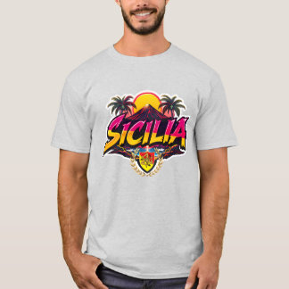 シチリア エトナ山 デザイン Tシャツ