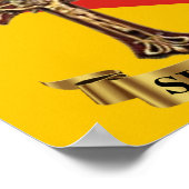 シチリア / シチリアの旗と十字架 ポスター (角)