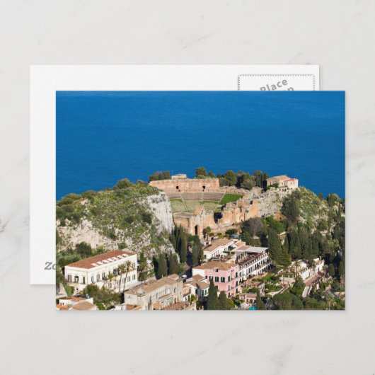 シチリア – タオルミナのはがきの古代劇場 ポストカード (正面/裏面)