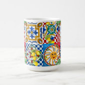 シチリア，マジョリカ，タイル，レモン コーヒーマグカップ (中央)
