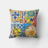 シチリア，マジョリカ，太陽，タイル，レモン クッション (裏面)