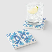 シチリア、夏、レモン、モザイク、ブルー、 ストーンコースター (横)