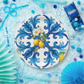 シチリア、夏、レモン、モザイク、ブルー、 ペーパープレート (パーティー)