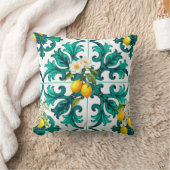 シチリア、夏、レモン、モザイク、緑、 クッション (ブランケット)