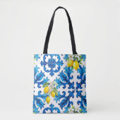 シチリア,夏,レモン,モザイク,青 トートバッグ (正面)