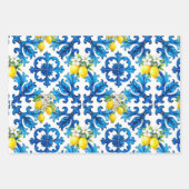 シチリア，夏，レモン，モザイク，青 ラッピングペーパーシート (正面2)