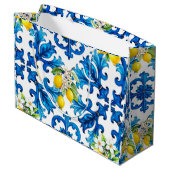 シチリア，夏，レモン，モザイク，青 ラージペーパーバッグ (裏面アングル)