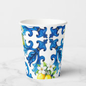 シチリア，夏，レモン，モザイク，青 紙コップ (裏面)