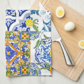 シチリア，夏，柑橘類 キッチンタオル (四つ折り)