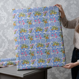シチリア 青 黄色 シトラス 地中海 azulejo ラッピングペーパー