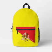 シチリア、黄色のバックパック、シチリア国旗、トリスキオン プリントバックパック (正面)