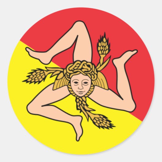 シチリアTriskeion丸い車のシール – シチリア ラウンドシール (正面)