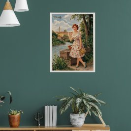 シチリイタリアンーヴィンテージの女性50年代 ポスター