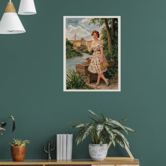シチリイタリアンーヴィンテージの女性50年代 ポスター (リビング1)