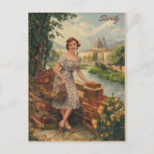 シチリイタリアンーヴィンテージの女性50年代 ポストカード (正面)