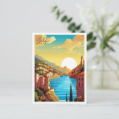 シチリーイタリアのヴィンテージ旅行イラストレーション ポストカード (スタンド正面)