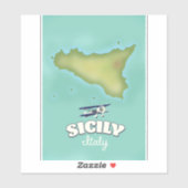 シチリーイタリアヴィンテージスタイルの地図 シール (シート)