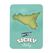 シチリーイタリアヴィンテージスタイルの地図 マグネット (縦)