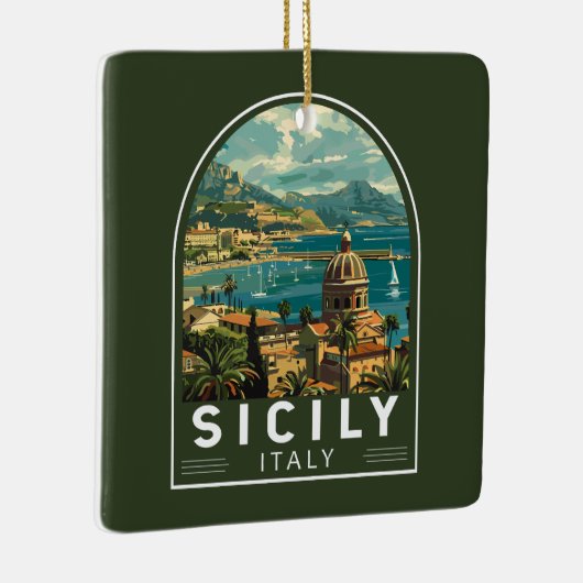 シチリーイタリア旅行アートヴィンテージ セラミックオーナメント (右)
