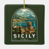 シチリーイタリア旅行アートヴィンテージ セラミックオーナメント (裏面)