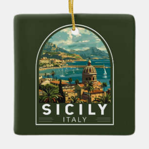 シチリーイタリア旅行アートヴィンテージ セラミックオーナメント