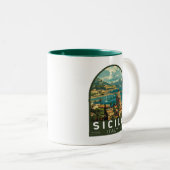 シチリーイタリア旅行アートヴィンテージ ツートーンマグカップ (正面右)