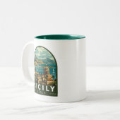 シチリーイタリア旅行アートヴィンテージ ツートーンマグカップ (正面左)