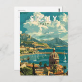 シチリーイタリア旅行アートヴィンテージ ポストカード (正面/裏面)