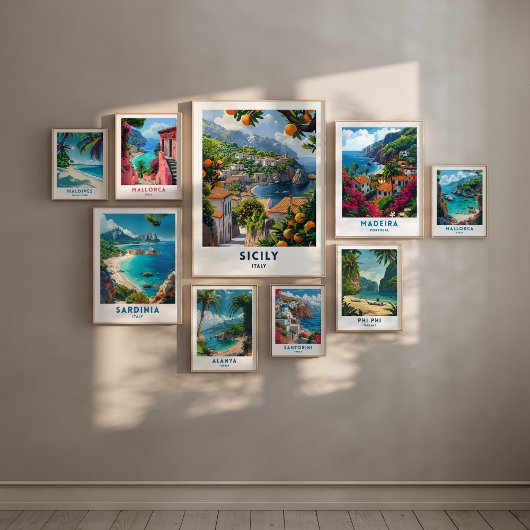 シチリーイタリア旅行プリントポスタイタリアンーウォールアート ポスター