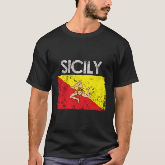 シチリーシチリア国旗のプライド Tシャツ (正面)