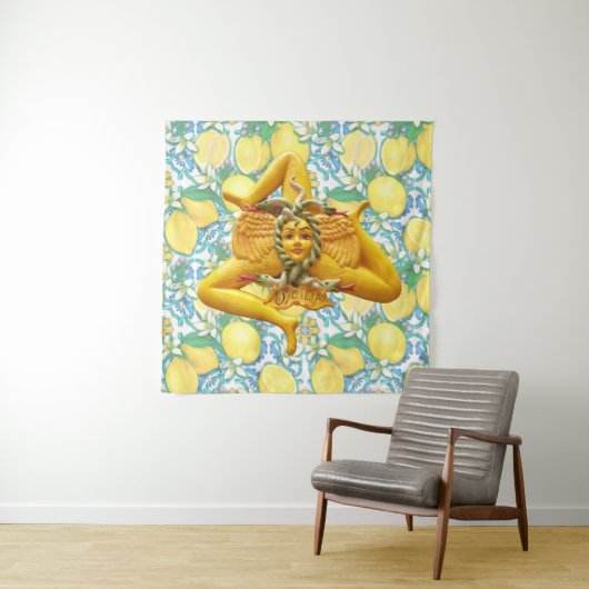 シチリートリナクリアシシリアイタリアンイタリアレモンブルー タペストリー (インサイチュ)