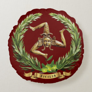 シチリーラウンドクッションとトリナクリア&オリーブブランチ ラウンドクッション